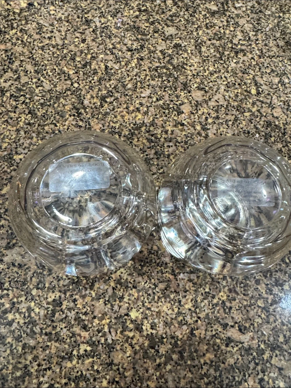 Anthropologie Iridescent Clear Stem and Coupe Glasses